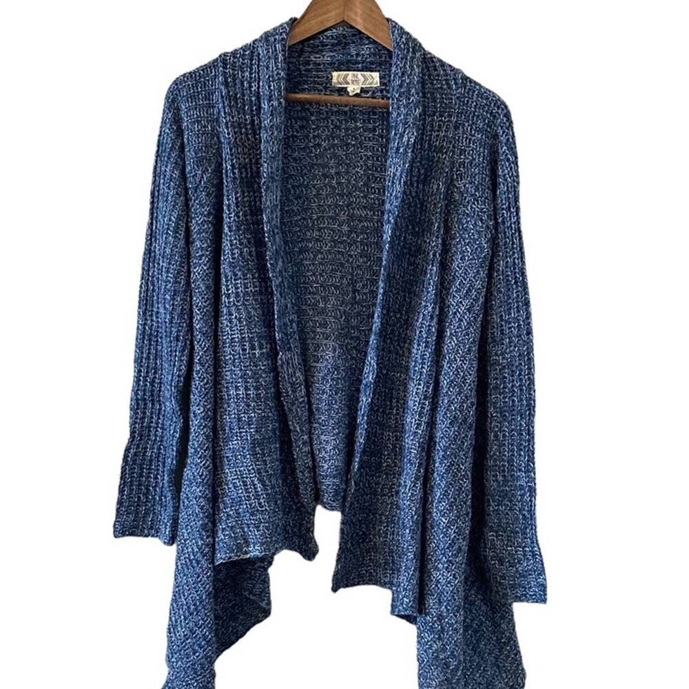 PINK ROSE Knit Cardigan Blue Size Small Asymmetrical Open Front